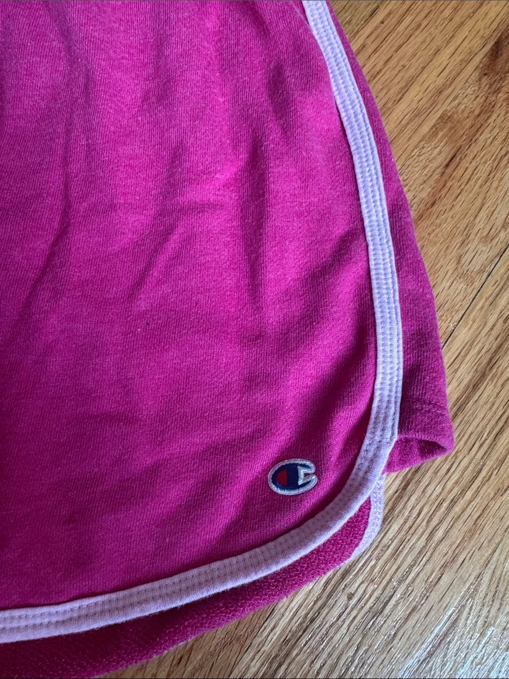 Champion Hot Pink Terry Athletic Shorts with White Trim